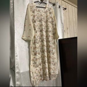 Plus size 3 pcs Elegant Cream Embroidered Dress